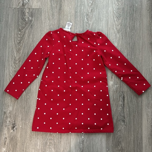 Nula Bug Red Long Sleeve White Polka Dot Dress with 2 Reindeer Pockets Size 5T - Picture 8 of 8
